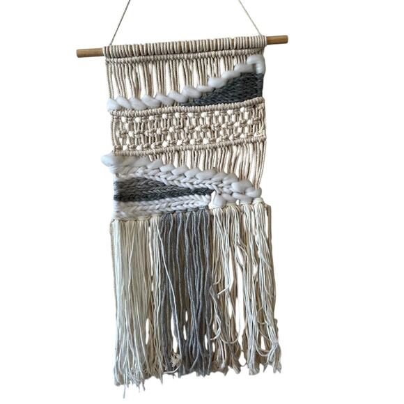 Macrame Knotted Wool Wall Hanging Decor Scandinavian Art Macra Weave - Picture 1 of 4